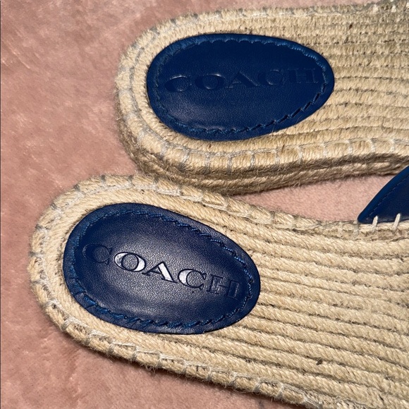 Coach Navy Espadrille Slides with Silver Accent - Picture 2 of 4